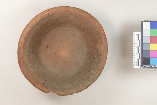 Hearst Museum object titled Bowl, accession number 6-20228, described as pottery bowl, reddish, flaring rim; diameter 14 height 5 cm