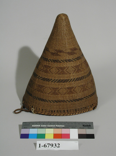 Hearst Museum object 1 of 2 titled Miniature basket, accession number 1-67932, described as Burden basket, diagonal twining, model.