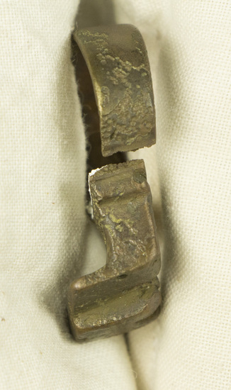 Hearst Museum object titled Key, accession number 8-5351, described as Key, bronze, ring-handle, 32 mm
