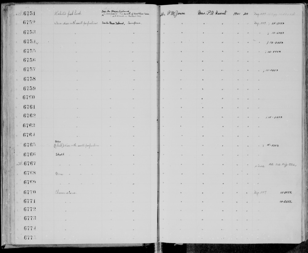 Documentation associated with Hearst Museum object titled Charmstone, accession number 1-6770, described as Charmstone.