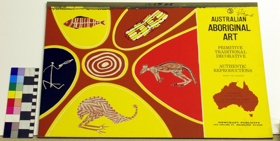 Hearst Museum object titled Silkscreen, accession number 17-579a-e, described as Album of Aboriginal Australian designs. Third in a series of four.