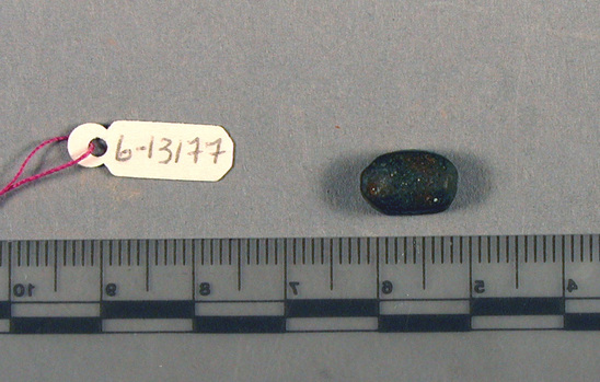 Hearst Museum object titled Scarab, accession number 6-13177, described as Small green scarab.