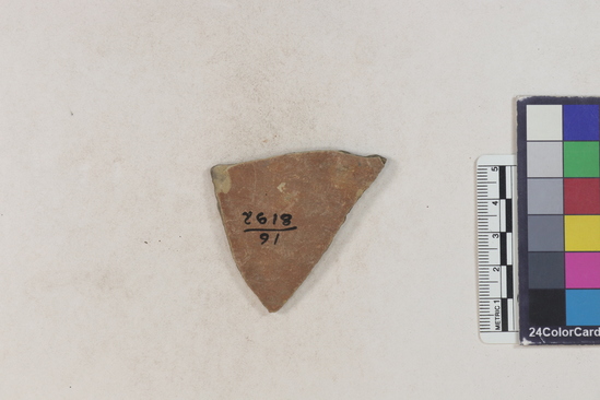 Hearst Museum object 3 of 183 titled Potsherd, accession number 16-8192, described as Potsherd: bodys Section of Manta on beach currently inhabited. Numbers  8111 to 8194 are sherds picked up on beach at low tide.