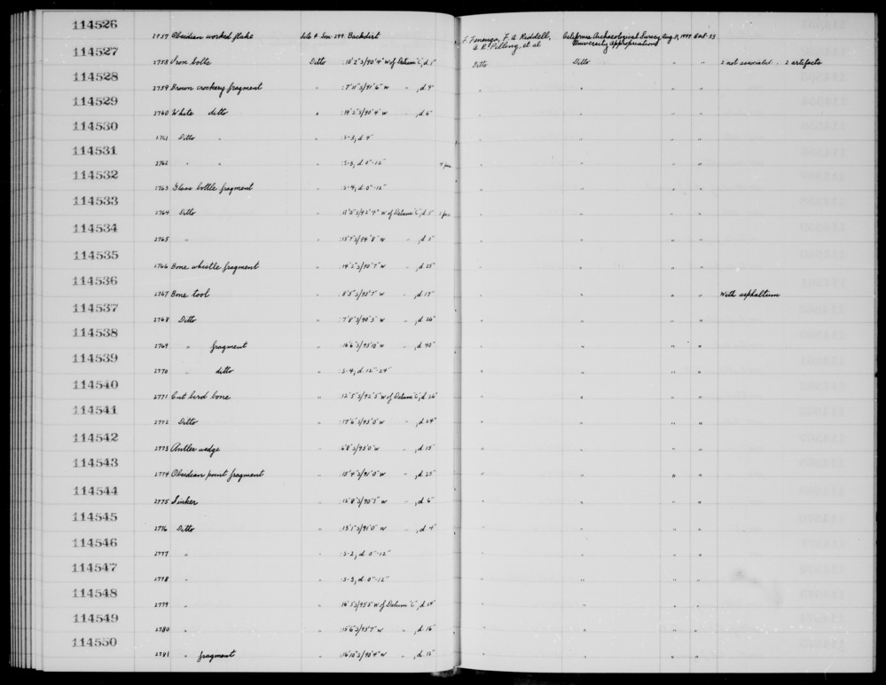 Documentation associated with Hearst Museum object titled Worked bone, accession number 1-114537, described as Bone