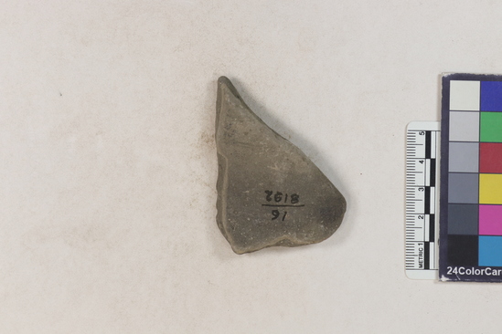 Hearst Museum object 168 of 183 titled Potsherd, accession number 16-8192, described as Potsherd: bodys Section of Manta on beach currently inhabited. Numbers  8111 to 8194 are sherds picked up on beach at low tide.