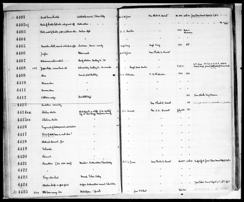 Documentation associated with Hearst Museum object titled Shell fragment, accession number 1-4417, described as Point of shell horn or crab claw?