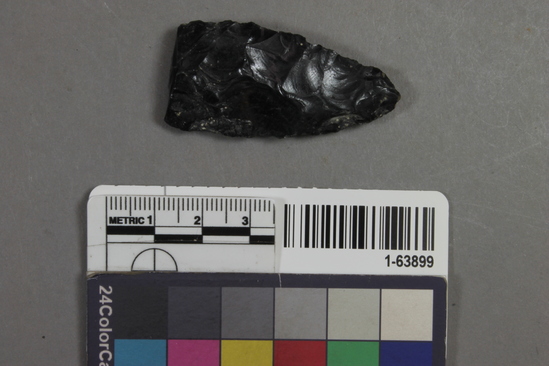 Hearst Museum object titled Point fragment, accession number 1-63899, described as obsidian point, fragment