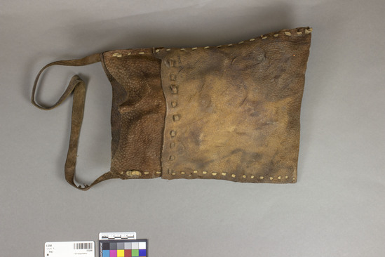 Hearst Museum object titled Bag, accession number 3-3248, described as Leather bag with shoulder carrying strap