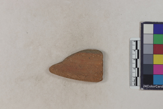 Hearst Museum object 60 of 160 titled Potsherd, accession number 16-8191, described as Potsherd: rims Section of Manta on beach currently inhabited. Numbers  8111 to 8194 are sherds picked up on beach at low tide.