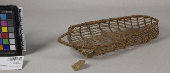 Hearst Museum object 2 of 3 titled Toy cradle, accession number 1-27161, described as Openwork, twine.