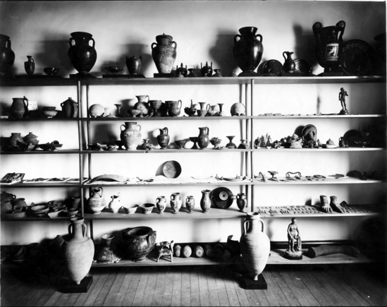 Hearst Museum object titled Photograph, accession number 13-368, described as Group of Graeco-Roman pottery. Part of the Emerson collections in the Museum.