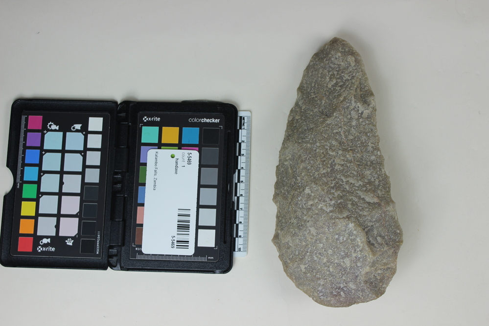 Hearst Museum object 2 of 2 titled Handaxe, accession number 5-5469, described as Quartzite hand axe; L. 20 cm