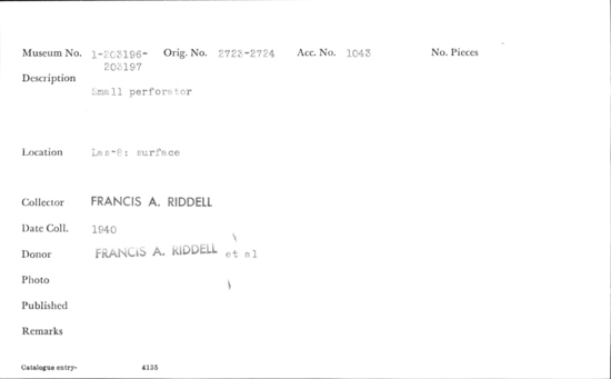 Documentation associated with Hearst Museum object titled Drill, accession number 1-203196, described as Small.