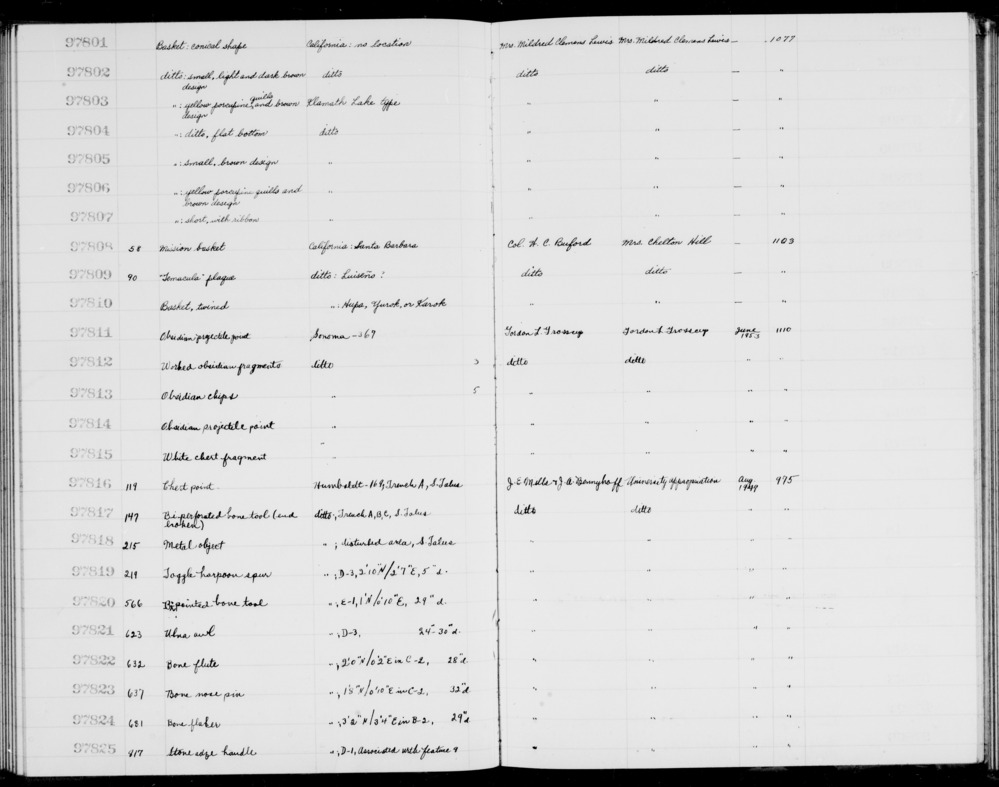 Documentation associated with Hearst Museum object titled Nose pin, accession number 1-97823, described as Bone