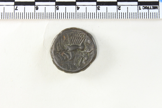 Hearst Museum object 2 of 6 titled Coin: billon tetradrachm, accession number 6-22572, described as Head of Hadrian, r. laureate