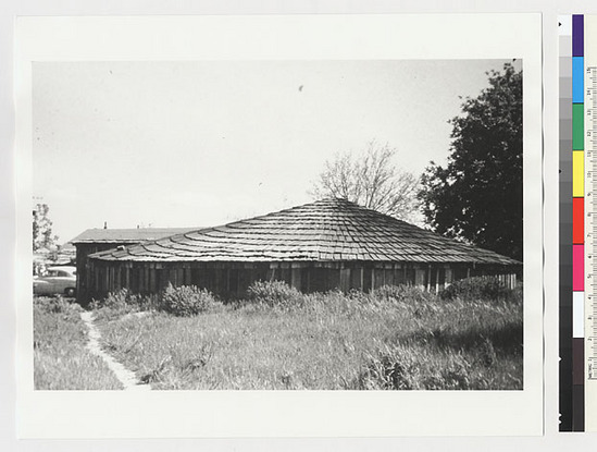 Hearst Museum object titled Black-and-white negative, accession number 15-19618, described as Roundhouse; long shot