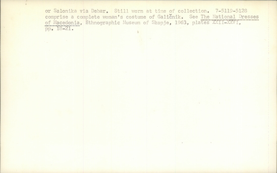 Documentation associated with Hearst Museum object titled Kerchief, accession number 7-5125, described as Woman's silk kerchief (rizince-koprineno); worn as a decorative apron; pink with embroidered floral design; fringed; 31" square. Rizince-local dialect for kerchief; kaprineno- silk. Worn by young women over regular apron as part of festive costume; costume of older women in same area does not include this item, although otherwise similar. At one time these were imported from Istanbul or Solika via Debar. Still worn at time of collection, 1964. 7-5119-5128 comprise a complete costume.