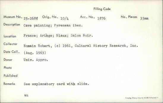 Documentation associated with Hearst Museum object titled Color slide, accession number 25-2688, no description available.