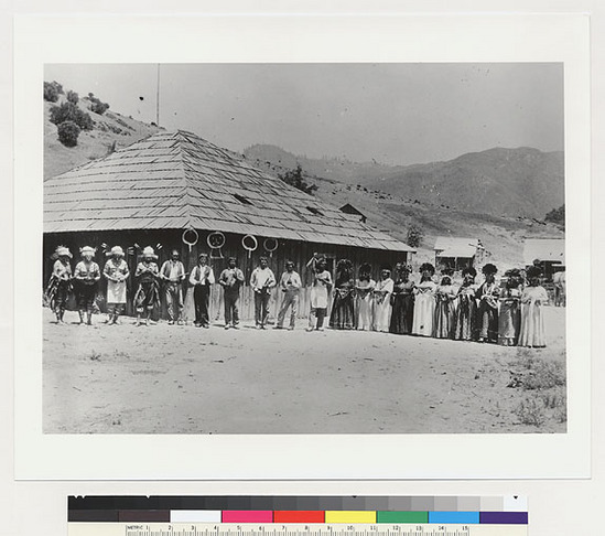 Hearst Museum object titled Black-and-white negative, accession number 15-8366, described as Indian men and women ready for dance