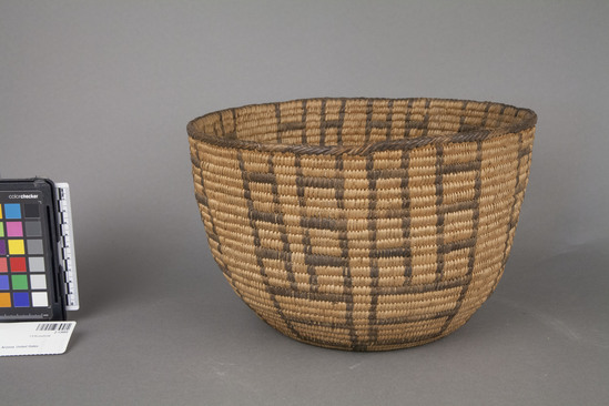 Hearst Museum object 2 of 3 titled Bowl basket, accession number 2-13995, described as Coil. Bowl shaped, black design.