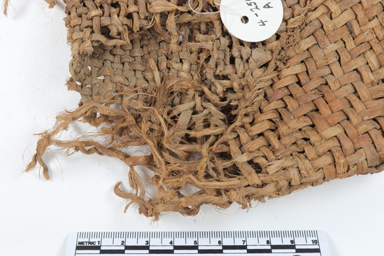 Hearst Museum object 4 of 4 titled Basket samples, accession number 4-2597a, described as Fragments of basketry: twilled. Plant fiber.