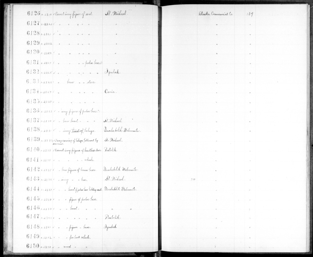 Documentation associated with Hearst Museum object titled Zoomorph, accession number 2-6141, described as Carved ivory figure of whale.