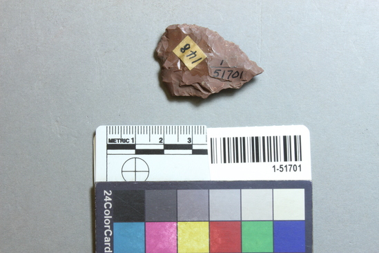 Hearst Museum object titled Projectile point, accession number 1-51701, described as Arrow point blank, Franciscan chert.