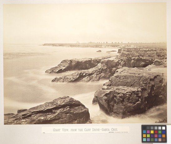 Hearst Museum object 2 of 2 titled Albumen print, accession number 13-1306m, described as Mounted photograph. Coast view from the Cliff Drive, Santa Cruz County. (CEW 172 [NS])