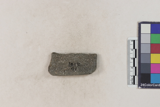 Hearst Museum object 61 of 160 titled Potsherd, accession number 16-8191, described as Potsherd: rims Section of Manta on beach currently inhabited. Numbers  8111 to 8194 are sherds picked up on beach at low tide.