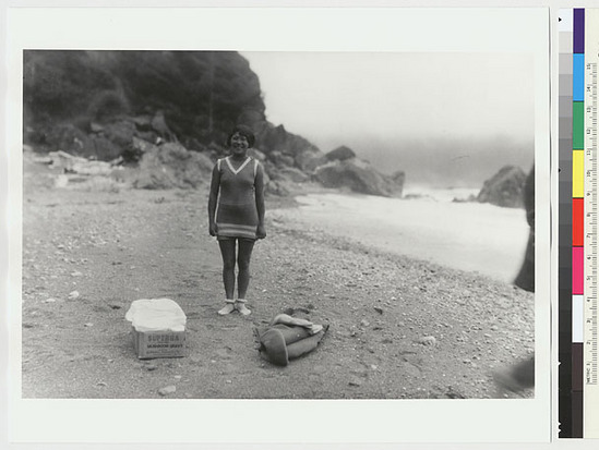 Hearst Museum object titled Black-and-white negative, accession number 15-11490, described as Mary Frank, in a bathing suit