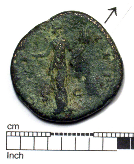 Hearst Museum object 6 of 8 titled Coin: æ, accession number 8-7584, described as Coin; Rome: Antoninus Pius.