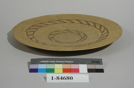 Hearst Museum object titled Winnower, accession number 1-84680, described as Coiled basketry winnower "sagoce