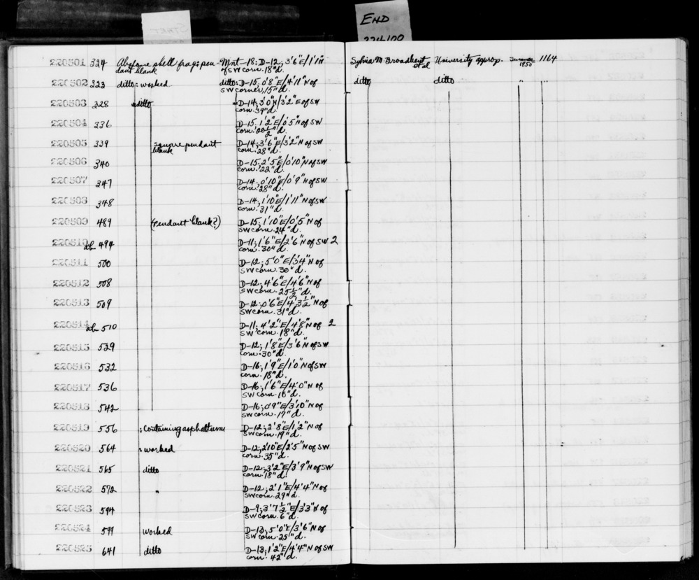 Documentation associated with Hearst Museum object titled Shell fragment, accession number 1-220523, described as Abalone shell fragment.