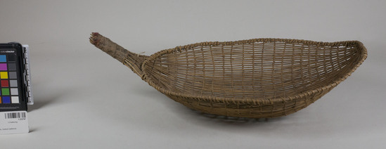 Hearst Museum object 2 of 2 titled Seed beater, accession number 1-233797, described as Twined openwork, cloth wrapped handle.