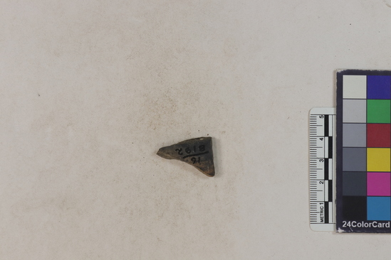 Hearst Museum object 147 of 183 titled Potsherd, accession number 16-8192, described as Potsherd: bodys Section of Manta on beach currently inhabited. Numbers  8111 to 8194 are sherds picked up on beach at low tide.