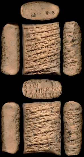 Hearst Museum object titled Cuneiform tablet, accession number 9-2411, described as Legal and Economic texts from Ashjaly