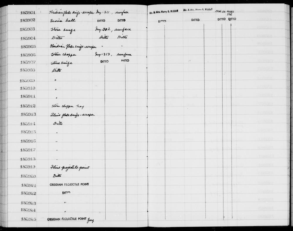 Documentation associated with Hearst Museum object titled Knife, accession number 1-183911, described as Stone.