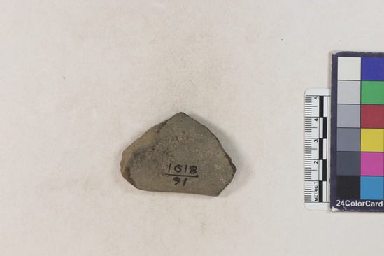 Hearst Museum object 71 of 160 titled Potsherd, accession number 16-8191, described as Potsherd: rims Section of Manta on beach currently inhabited. Numbers  8111 to 8194 are sherds picked up on beach at low tide.