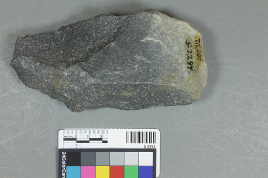 Hearst Museum object titled Handaxe, accession number 5-2294, described as Handaxe; grey polymorph sandstone