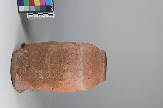 Hearst Museum object 8 of 8 titled Pot stand, accession number 6-14408, described as Pottery jar: deep, cup-like, broken; diameter 10 cm, height 17 cm.