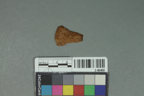 Hearst Museum object titled Stone tool, accession number 2-40468, described as Chert drill fragment. Length 3 cm