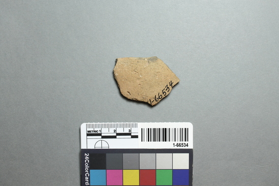 Hearst Museum object titled Potsherd, accession number 1-66534, described as Colorado Buff, (southern type), scoop rim.