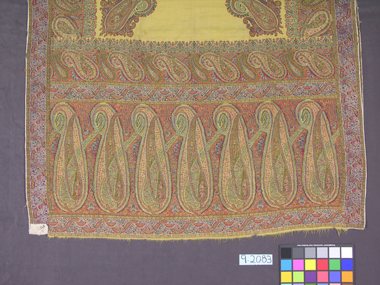 Hearst Museum object titled Shawl, accession number 9-2083, described as Shawl, paisley with large citron center.