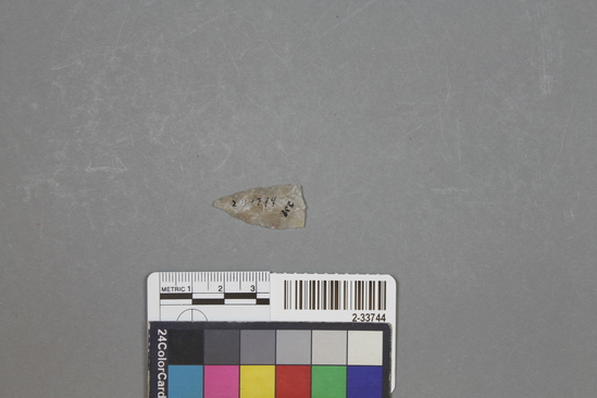Hearst Museum object titled Projectile point fragment, accession number 2-33744, described as Projectile point fragment.
