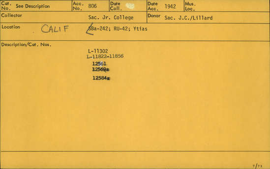 Documentation associated with Hearst Museum object titled Steatite object, accession number L-11844, described as Steatite object apparently used in making thread.