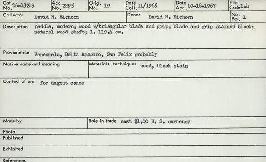 Documentation associated with Hearst Museum object titled Paddle, accession number 16-13249, no description available.