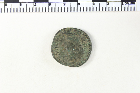 Hearst Museum object 3 of 8 titled Coin: æ sestertius, accession number 8-3984, described as Coin; AE; Sestertius; Roman. Philip Arabus, 244-249 AD. Rome, Italy. Obverse: IMP M IVL PHILIPPVS AVG, bust r. laureate. Reverse: P M TR P III COS[X]P P, Felicitas standing l.