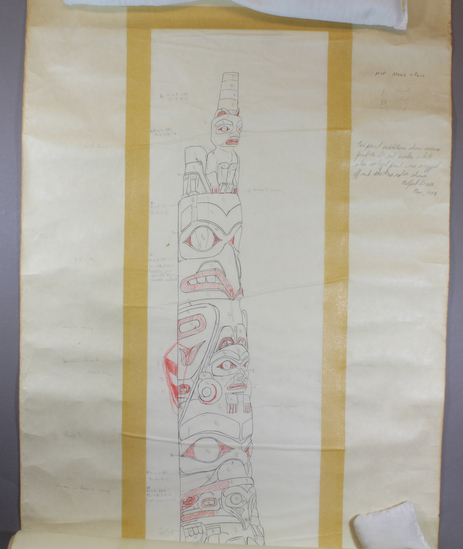 Drawings and mock up of totem pole
