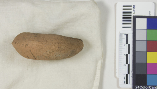 Hearst Museum object 8 of 8 titled Oil lamp, accession number 6-8318, described as Pottery lamp, classic type.