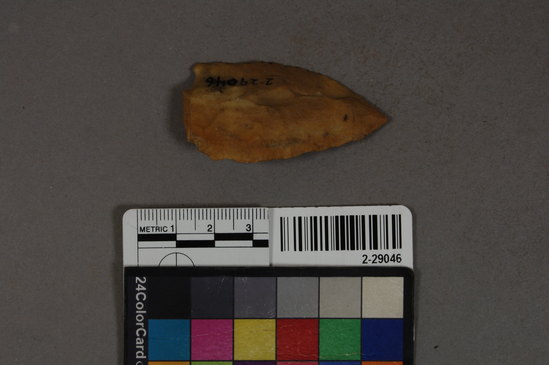 Hearst Museum object titled Projectile point, accession number 2-29046, described as Chert projectile point; fragment.